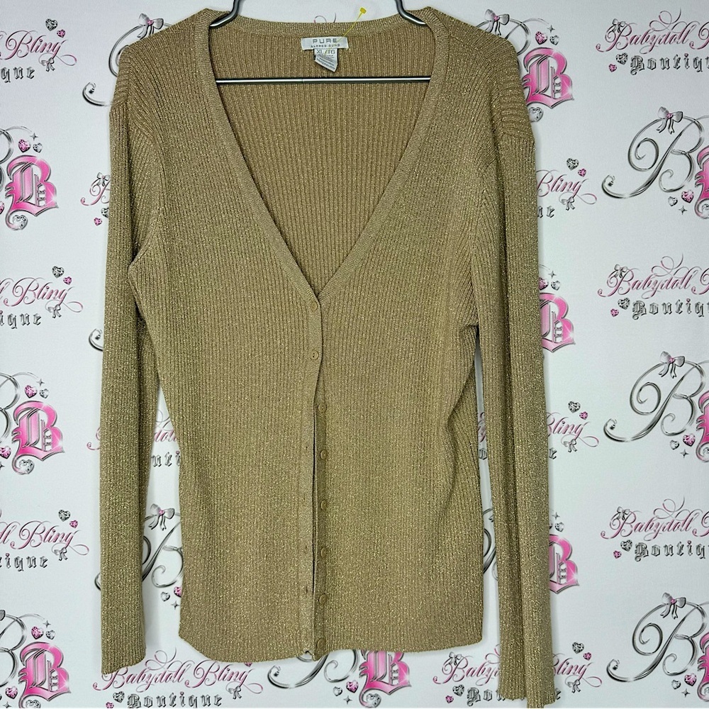 Pure Alfred sung cardigan glitter gold sparkly button up luxe luxury shimmer y2k